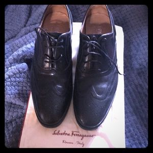 Salvatore Ferragamo Black Leather Oxfords